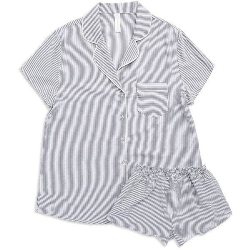 Splendid striped pajama collared button top shorts